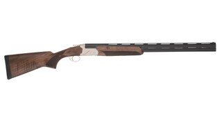 Over under 12 gauge shotgun with lightweight, engraved receiver.